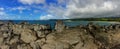 Coastline and rugged lava rocks called DragonÃ¢â¬â¢s Teeth and crashing waves at Makaluapuna Point near Kapalua, Maui, HI, USA Royalty Free Stock Photo